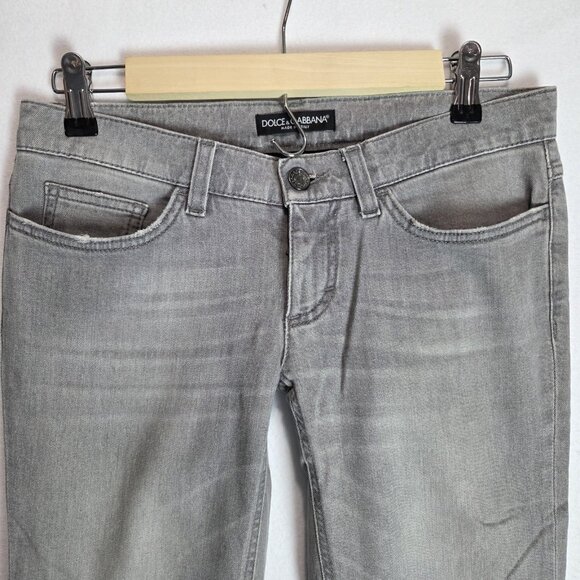 Dolce & Gabbana Womens Jeans Straight 38 (US 2) Grey Girly Italy Mid Rise 30x29 - Picture 3 of 12
